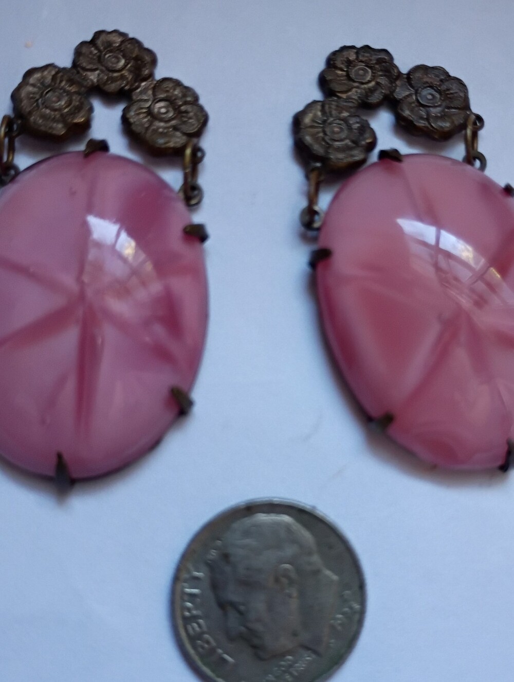 Art Deco Faux Star Sapphire Earrings